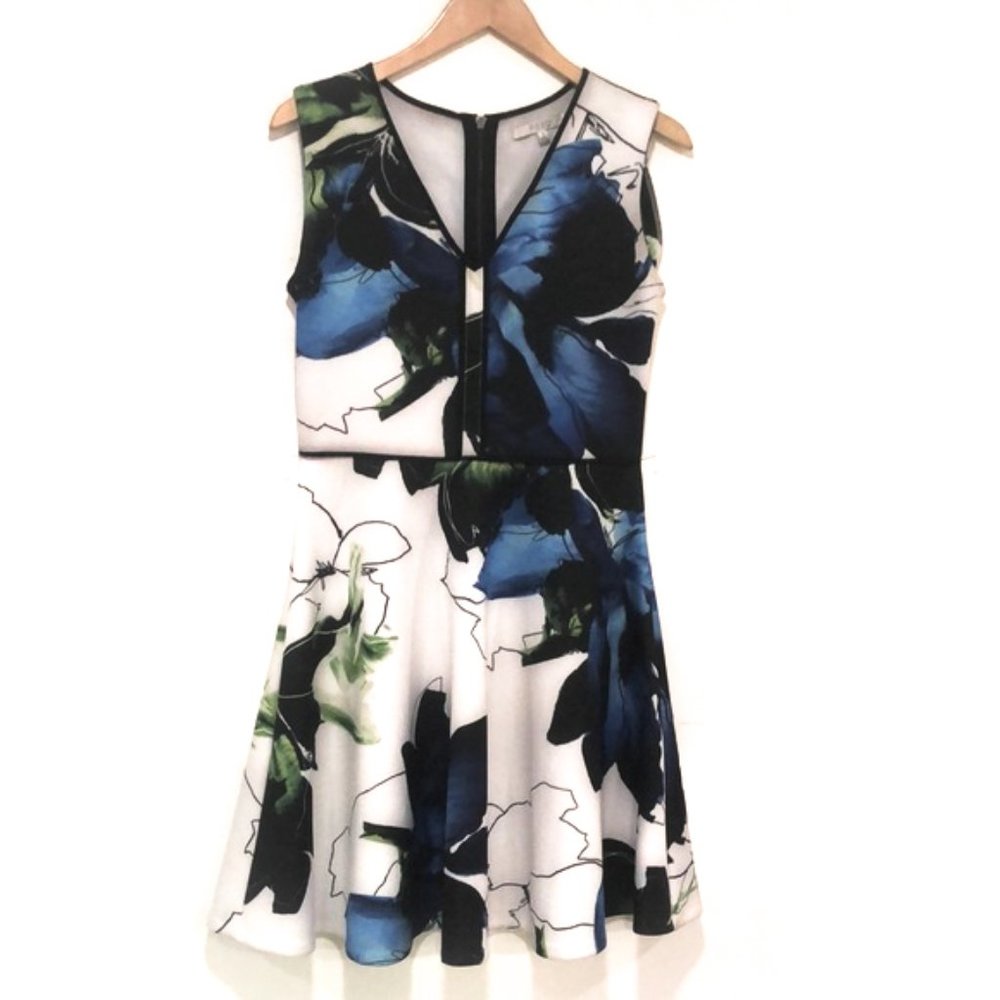 REED (L) sleeveless dress huge blue floral print💙